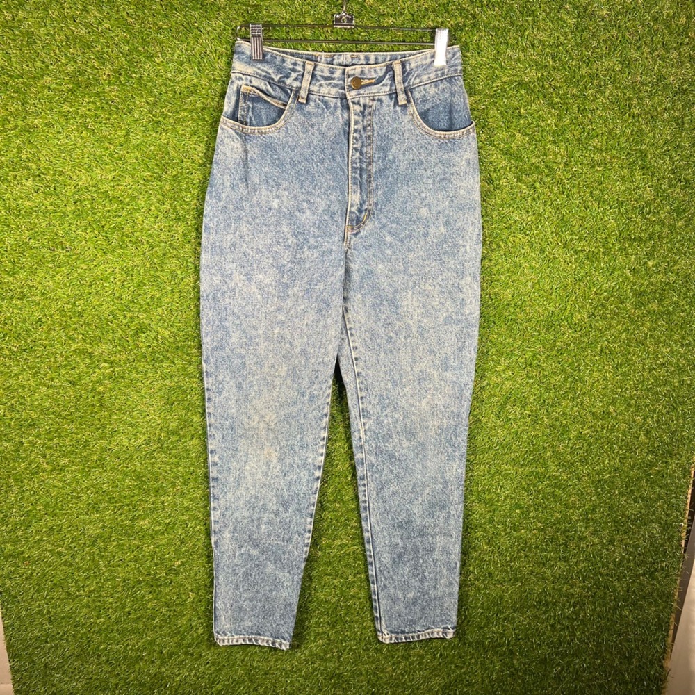 Vintage Gitano High Waisted Acid Wash Mom Jeans Light Blue Tapered Leg Size 7 26